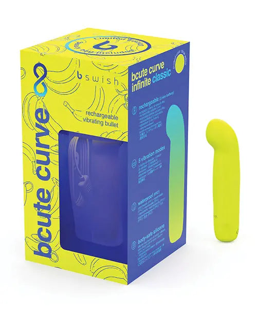 Bcute Curve G Spot Vibrator | Infinite Classic Clit Vibrator | Citrus Yellow Silicone | Best Vibrator for Women Bonner Trading Usa INC