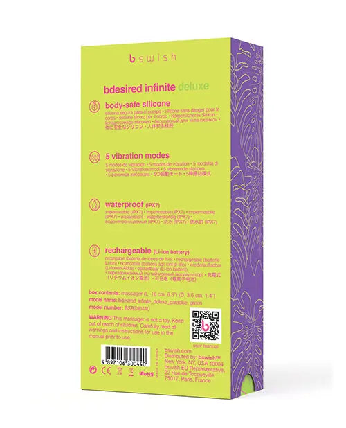 Bdesired Infinite Deluxe Paradise Vibrator - Green Bonner Trading Usa INC