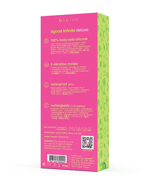 Bgood Infinite Deluxe Vibrator - Sea Foam Bonner Trading Usa INC