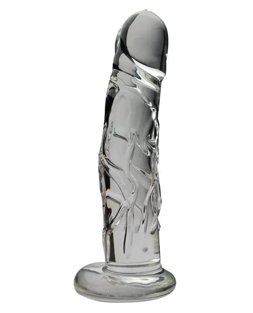 Blown Realistic Dildo | Veiny Glass Dildo | Medium Big Dildo | Clear 2.5" Base Grip Spartacus