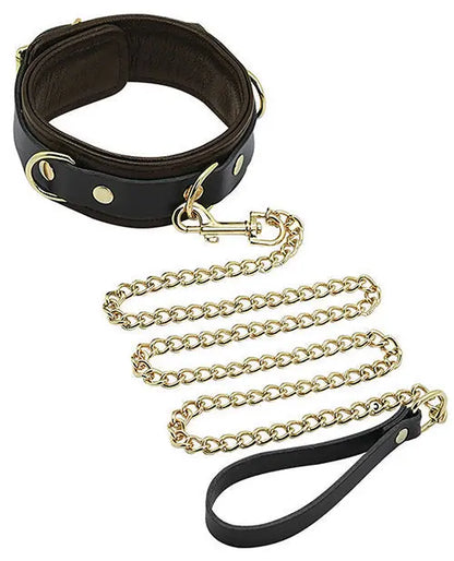 Spartacus Collar & Leash - Brown Leather w/Gold Accent Hardware Spartacus