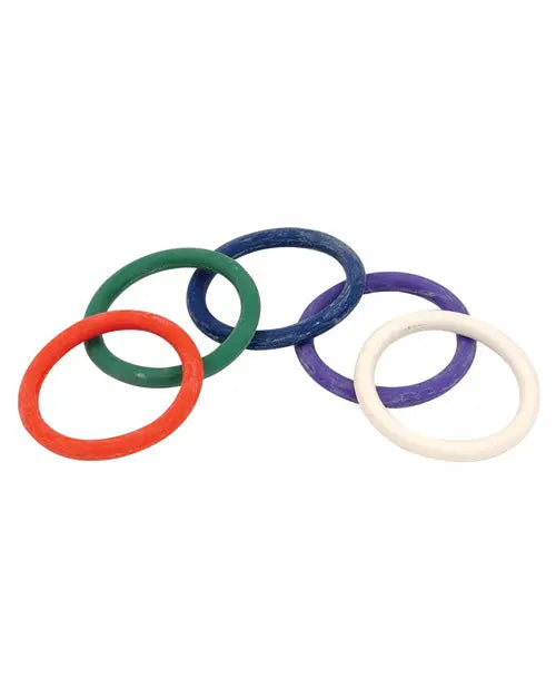Spartacus 1.5" Rubber Cock Ring Set - Rainbow Pack of 5 Spartacus