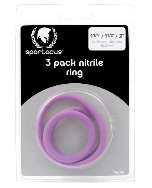 Spartacus Nitrile Cock Ring Set - Purple Pack of 3 Spartacus