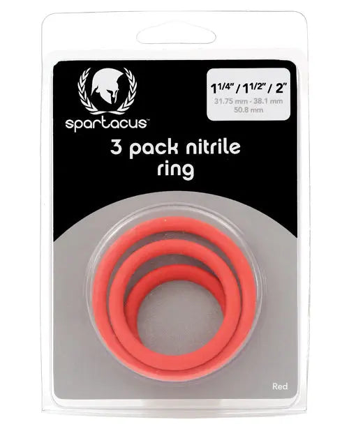 Spartacus Nitrile Cock Ring Set - Red Pack of 3 Spartacus