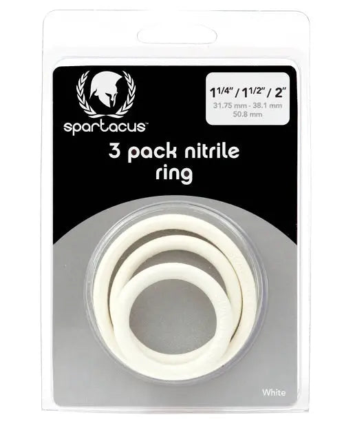 Spartacus Nitrile Cock Ring Set - White Pack of 3 Spartacus