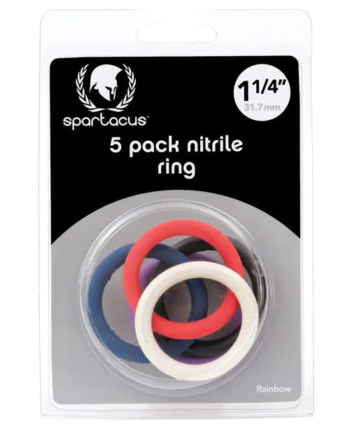 Spartacus 1.25" Nitrile Cock  Ring Set - Asst. Colors Pack of 5 Spartacus