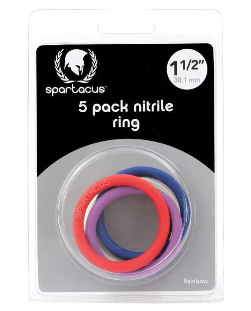 Spartacus 1.5" Nitrile Cock  Ring Set - Asst. Colors Pack of 5 Spartacus
