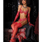 Metallic Stretch Lace Underwire Bra w/Crotchless Garter Panty - Red MD