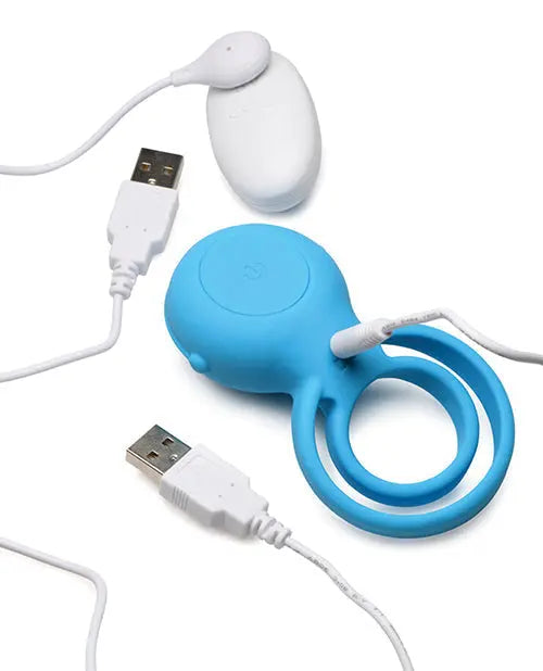 Curve Toys Gossip Love Loops 10X Silicone Cock Ring w/Remote - Azure Curve Toys C/o Xr