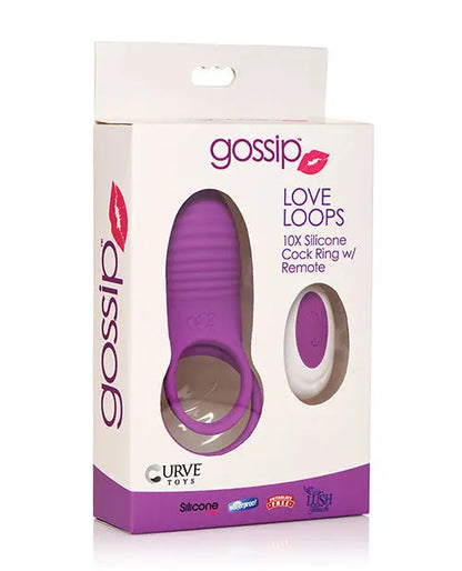 Curve Toys Gossip Love Loops 10X Silicone Cock Ring w/Remote - Violet Curve Toys C/o Xr