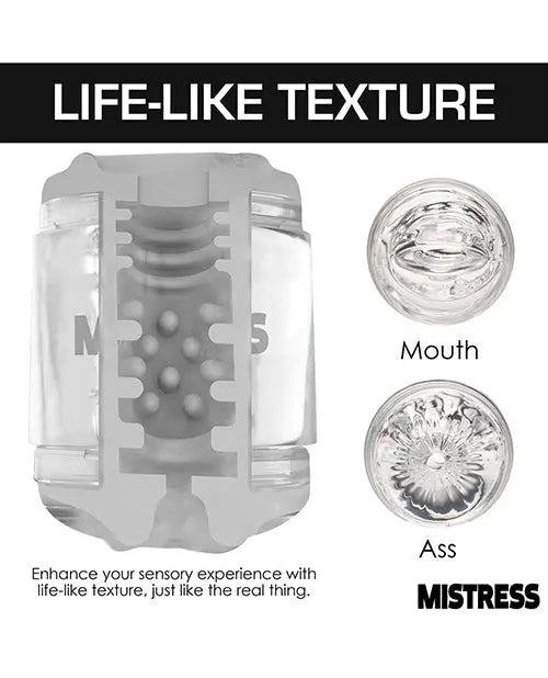 Curve Toys Mistress Double Shot Ass & Mouth Mini Masturbator  - Clear Curve Toys C/o Xr