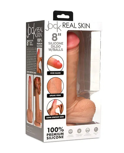 Curve Toys Realistic Dildo | Jock Real Skin Silicone 8" Big Dildo with Balls | Suction Cup Dildo Curve Toys C/o Xr