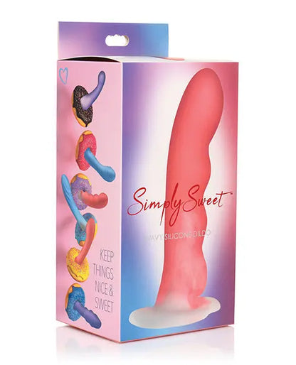 Curve Toys Large Dildo | Sweet 7" Big Dildo | Wavy Pink White Silicone Suction Cup Dildo Curve Toys C/o Xr