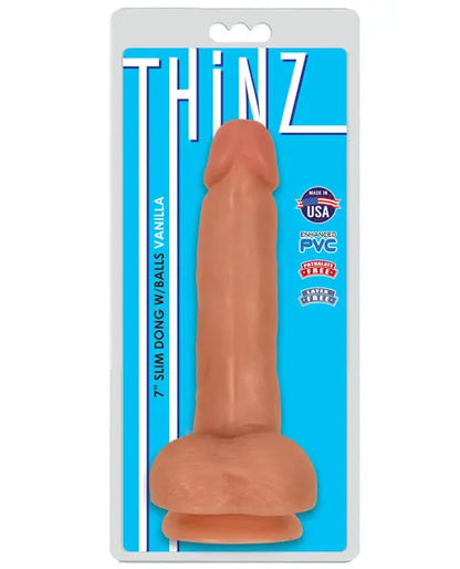 Curve Toys Large Dildo | Thinz 7" Big Dildo with Balls | Slim Vanilla Suction Cup Dildo Curve Toys C/o Xr