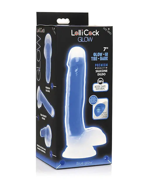 Curve Toys Large Dildo | Blue 7" Big Dildo | Glow In The Dark Silicone Suction Cup Dildo Curve Toys C/o Xr