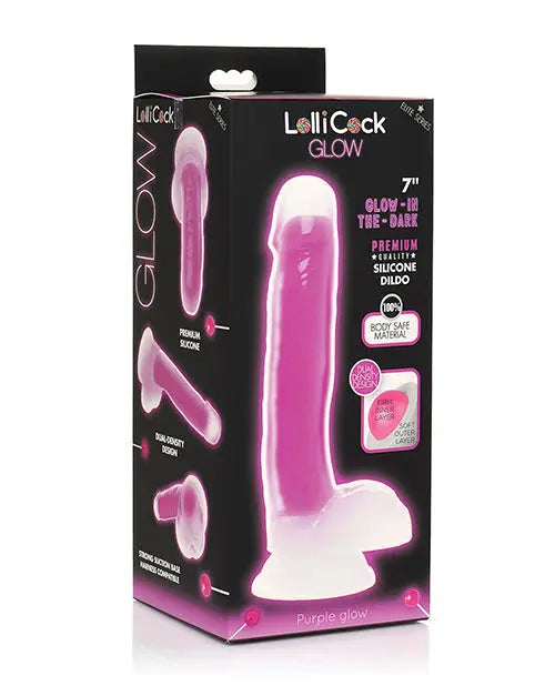 Curve Toys Large Dildo | 7" Big Dildo with Balls | Glow In The Dark Purple Suction Cup Dildo Curve Toys C/o Xr