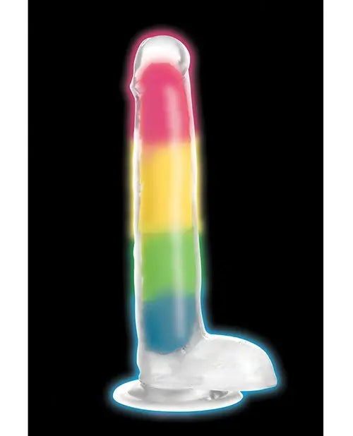 Curve Toys Large Dildo | 7" Big Dildo with Balls | Glow In The Dark Silicone Rainbow Suction Cup Dildo Curve Toys C/o Xr