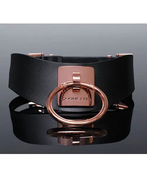 Pleasure Collection Adjustable Collar - Black/Rose Gold Coquette International