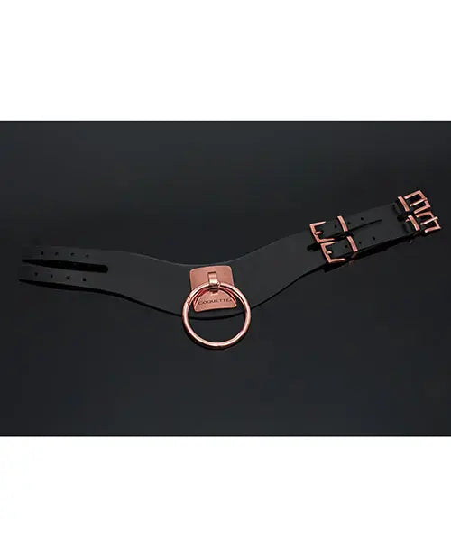 Pleasure Collection Adjustable Collar - Black/Rose Gold Coquette International
