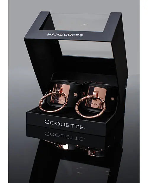 Pleasure Collection Adjustable Handcuffs - Black/Rose Gold Coquette International