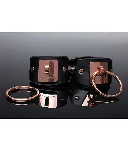 Pleasure Collection Adjustable Handcuffs - Black/Rose Gold Coquette International