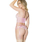 Crystal Pink Longline Bra, Garter Belt & Panty Pink SM