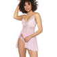 Crystal Pink Babydoll w/Lightly Padded Cups & Thong Pink/Silver SM
