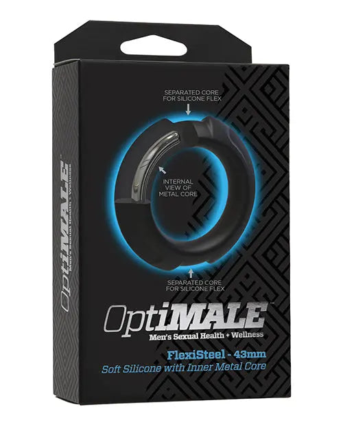 OptiMale FlexiSteel Cock Ring - 43mm Black Doc Johnson
