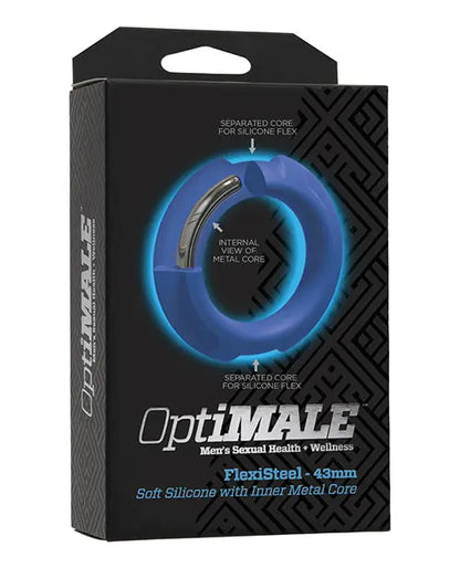 OptiMale FlexiSteel Cock Ring - 43mm Blue Doc Johnson