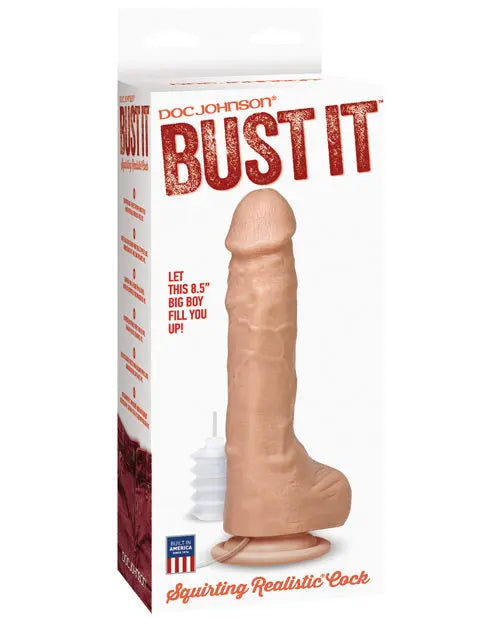 Bust It Squirting Dildo | Realistic Dildo with 1 oz Nut Butter | Flesh Big Dildo Doc Johnson