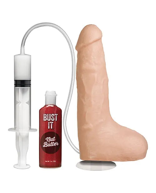 Bust It Squirting Dildo | Realistic Dildo with 1 oz Nut Butter | Flesh Big Dildo Doc Johnson