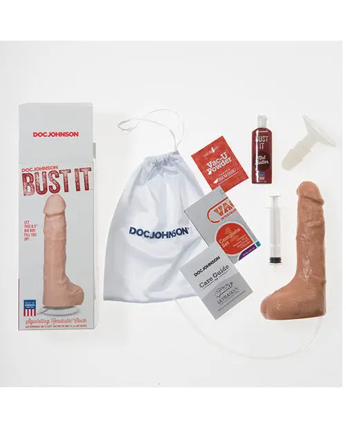 Bust It Squirting Dildo | Realistic Dildo with 1 oz Nut Butter | Flesh Big Dildo Doc Johnson