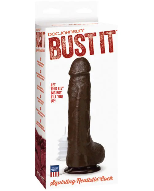 Bust It Squirting Dildo | Realistic Dildo with 1 oz Nut Butter | Big Black Dildo Doc Johnson