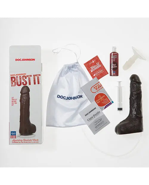 Bust It Squirting Dildo | Realistic Dildo with 1 oz Nut Butter | Big Black Dildo Doc Johnson
