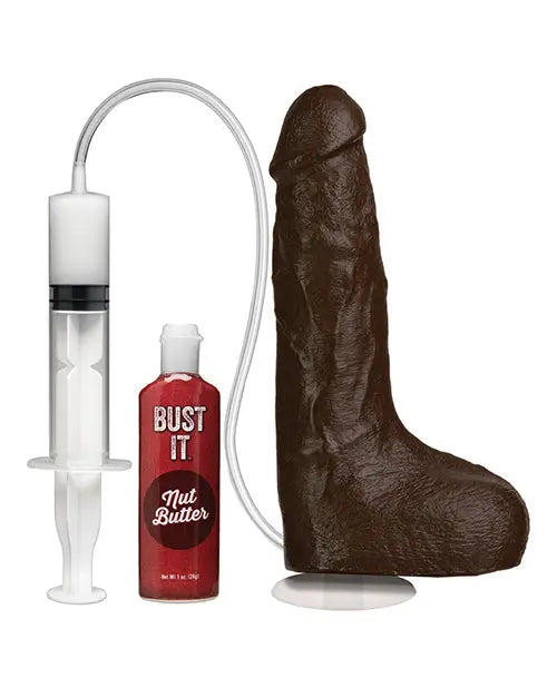 Bust It Squirting Dildo | Realistic Dildo with 1 oz Nut Butter | Big Black Dildo Doc Johnson
