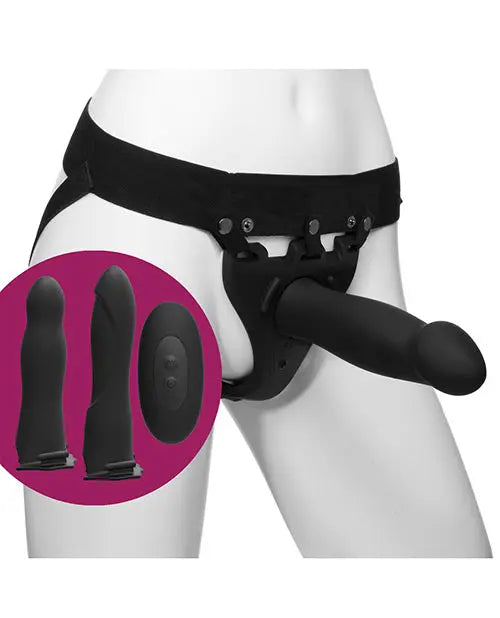 Body Extensions Be Naughty Vibrating 4 Piece Strap On Set - Black Doc Johnson