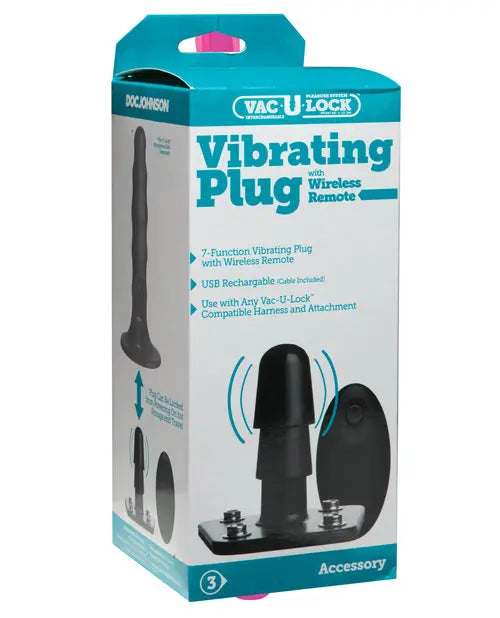 Vac-U-Lock Vibrating Remote Plug w/Snaps - Black Doc Johnson