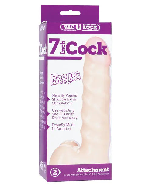 Vac-U-Lock 7" Raging Hard on Realistic Cock - White Doc Johnson
