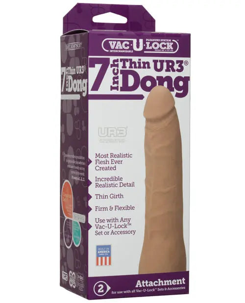 Vac-U-Lock Realistic Dildo | 7" Big Dildo | Ultraskyn Thick Large Dildo | Brown Basic Dildo Doc Johnson