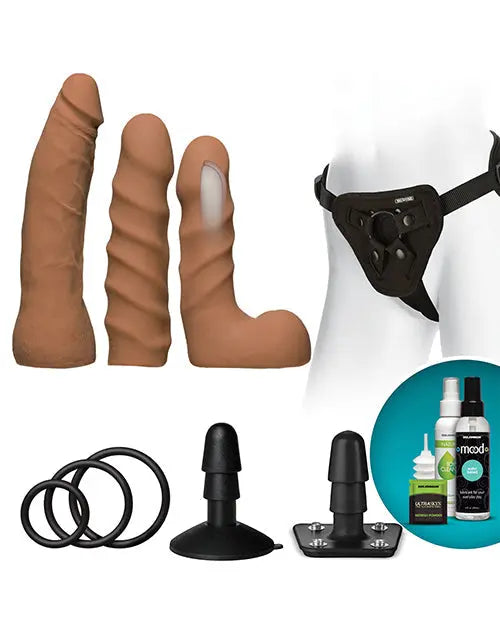 Vac-U-Lock Realistic Dildo | Dual Density Strap On Dildo Starter Set | Caramel Big Dildos Doc Johnson