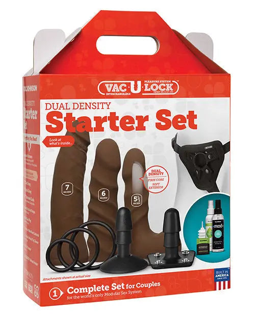 Vac-U-Lock Realistic Dildos | Dual Density Strap On Dildo Starter Set | Chocolate Big Dildos Doc Johnson