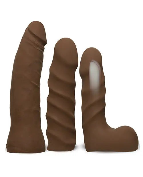 Vac-U-Lock Realistic Dildos | Dual Density Strap On Dildo Starter Set | Chocolate Big Dildos Doc Johnson