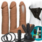 Vac-U-Lock Vibrating Dildo | Caramel Dual Density Strap On Dildo Set with Wireless Remote Doc Johnson