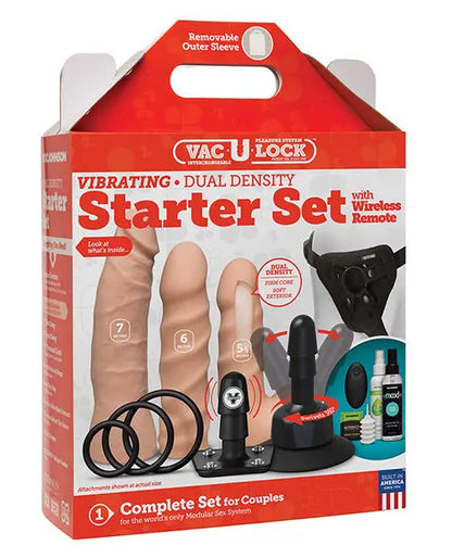 Vac-U-Lock Realistic Dildo | Vanilla Dual Density Strap On Dildo Starter Set | Wireless Remote Doc Johnson