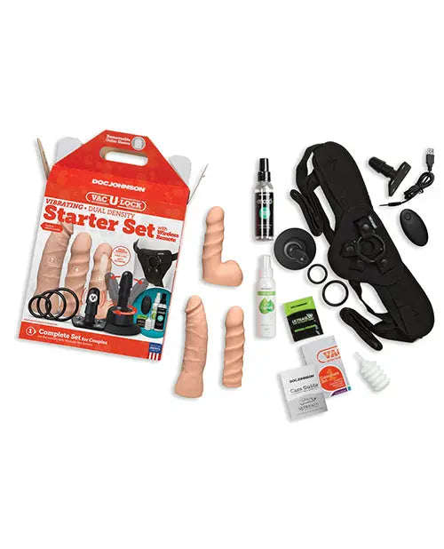 Vac-U-Lock Realistic Dildo | Vanilla Dual Density Strap On Dildo Starter Set | Wireless Remote Doc Johnson