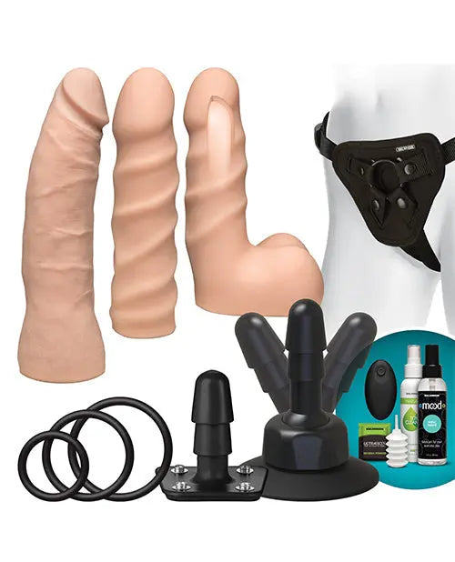 Vac-U-Lock Realistic Dildo | Vanilla Dual Density Strap On Dildo Starter Set | Wireless Remote Doc Johnson
