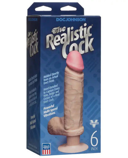 Removable Vibrating Dildo | 6" Big Dildo | Realistic Dildo | Flesh Suction Cup Dildo Doc Johnson