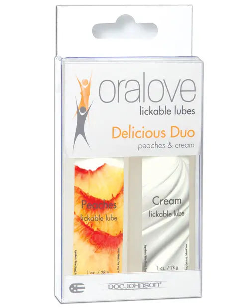 Oralove Delicious Duo Flavored Lube - Peaches & Cream Doc Johnson