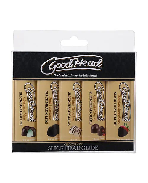 GoodHead Chocolate Slick Head Glide - Asst. Flavors Pack of 5 Doc Johnson