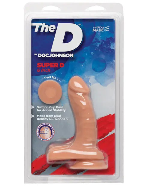 Doc Johnson D 6" Big Dildo | Super D Realistic Dildo with Balls | Vanilla Suction Cup Dildo Doc Johnson